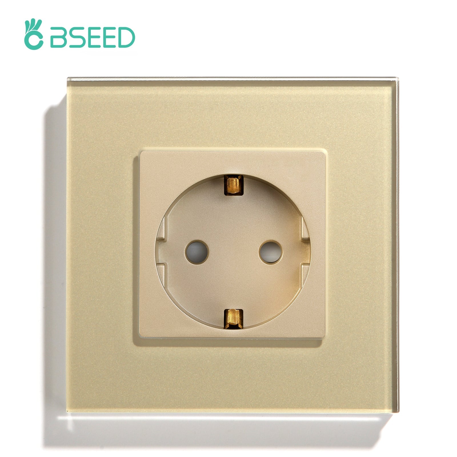 BSEED EU Wall Sockets Power Outlets Glass Panel 16A Power Outlets & Sockets Bseedswitch Golden Signle 