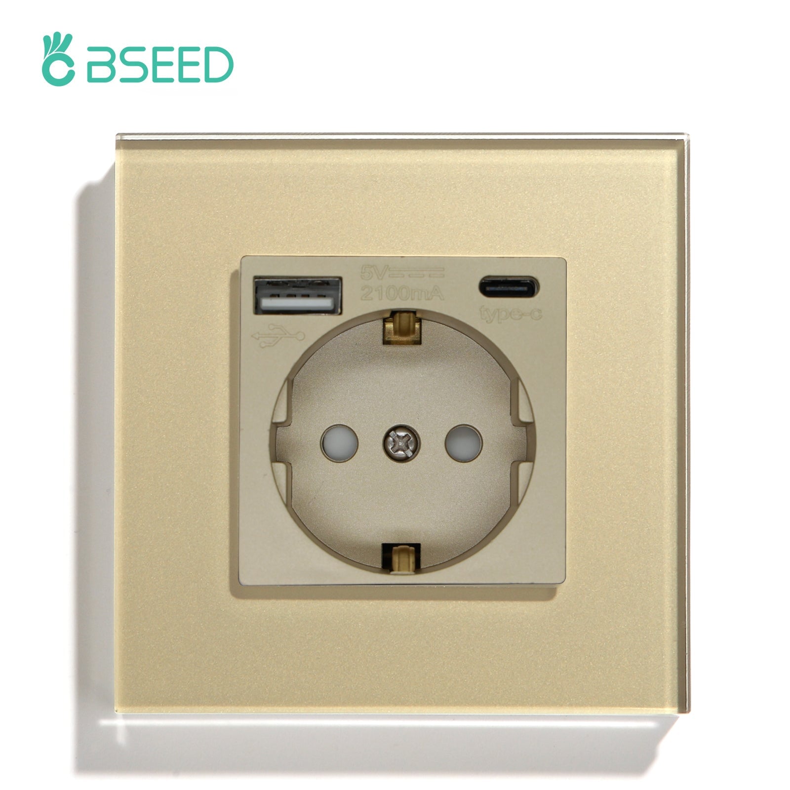 BSEED Multiple EU sockets Type-C Interface Outlet Wall Socket With Charge Port With USB Power Outlets & Sockets Bseedswitch Golden Signle 