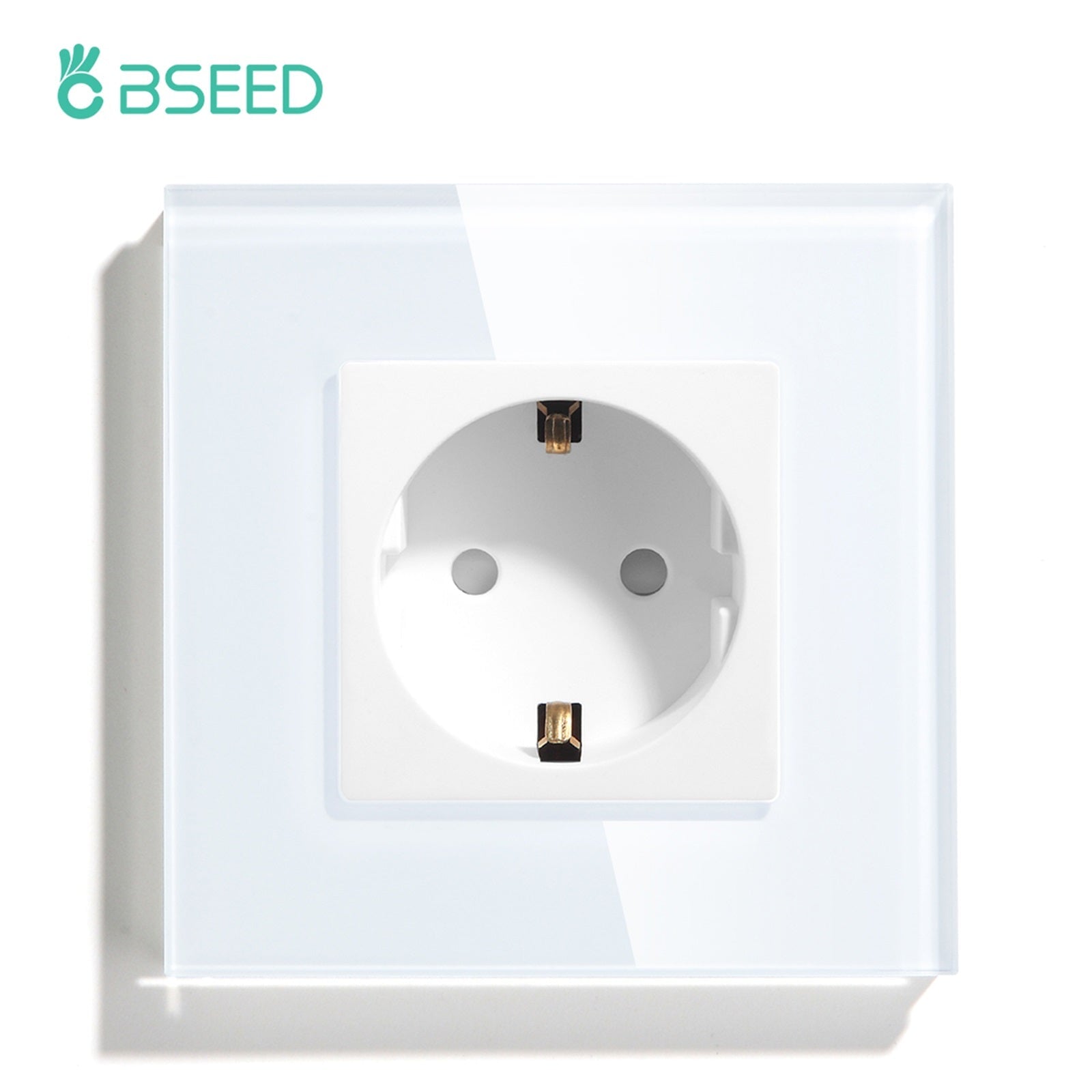 BSEED EU Wall Sockets Power Outlets Glass Panel 16A Power Outlets & Sockets Bseedswitch White Signle 