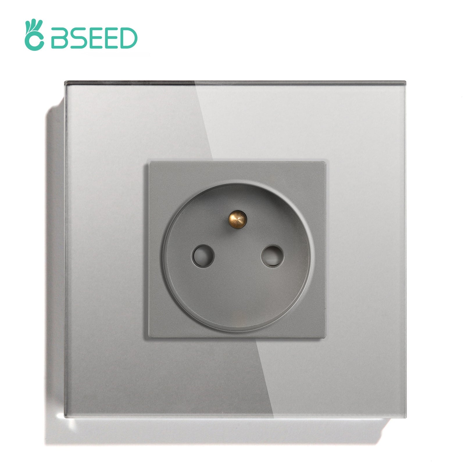 BSEED FR Wall Sockets Power Outlets Kids Protection 16A Wall Plates & Covers Bseedswitch grey Signle 