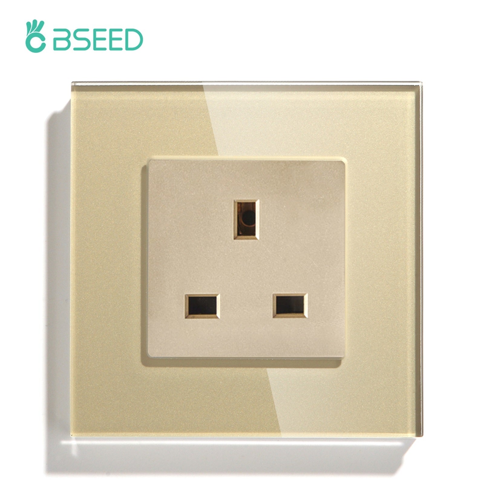 BSEED UK Wall Sockets Single Power Outlets Kids Protection 16A Power Outlets & Sockets Bseedswitch gold Signle 