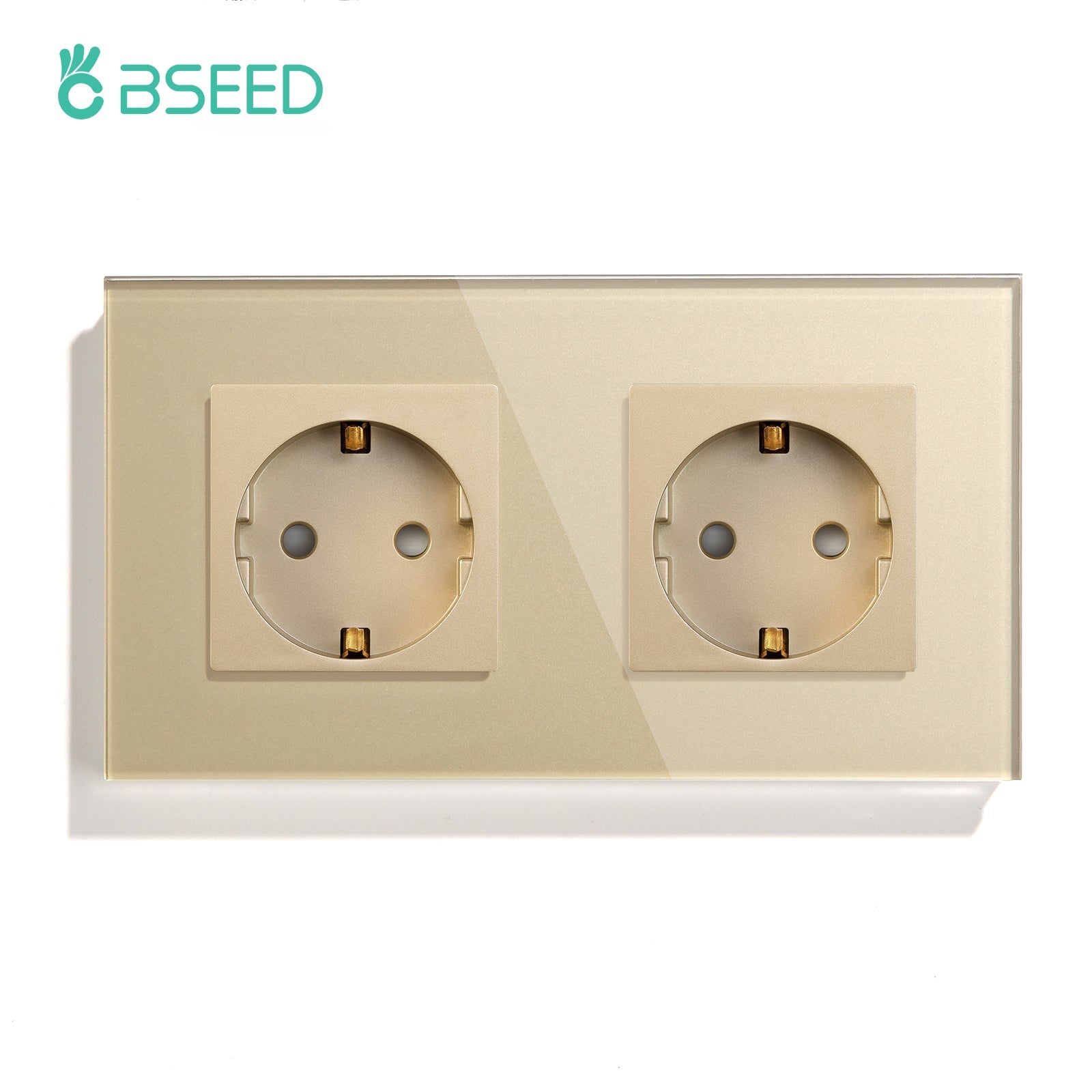 BSEED EU Wall Sockets Power Outlets Glass Panel 16A Power Outlets & Sockets Bseedswitch Golden Double 