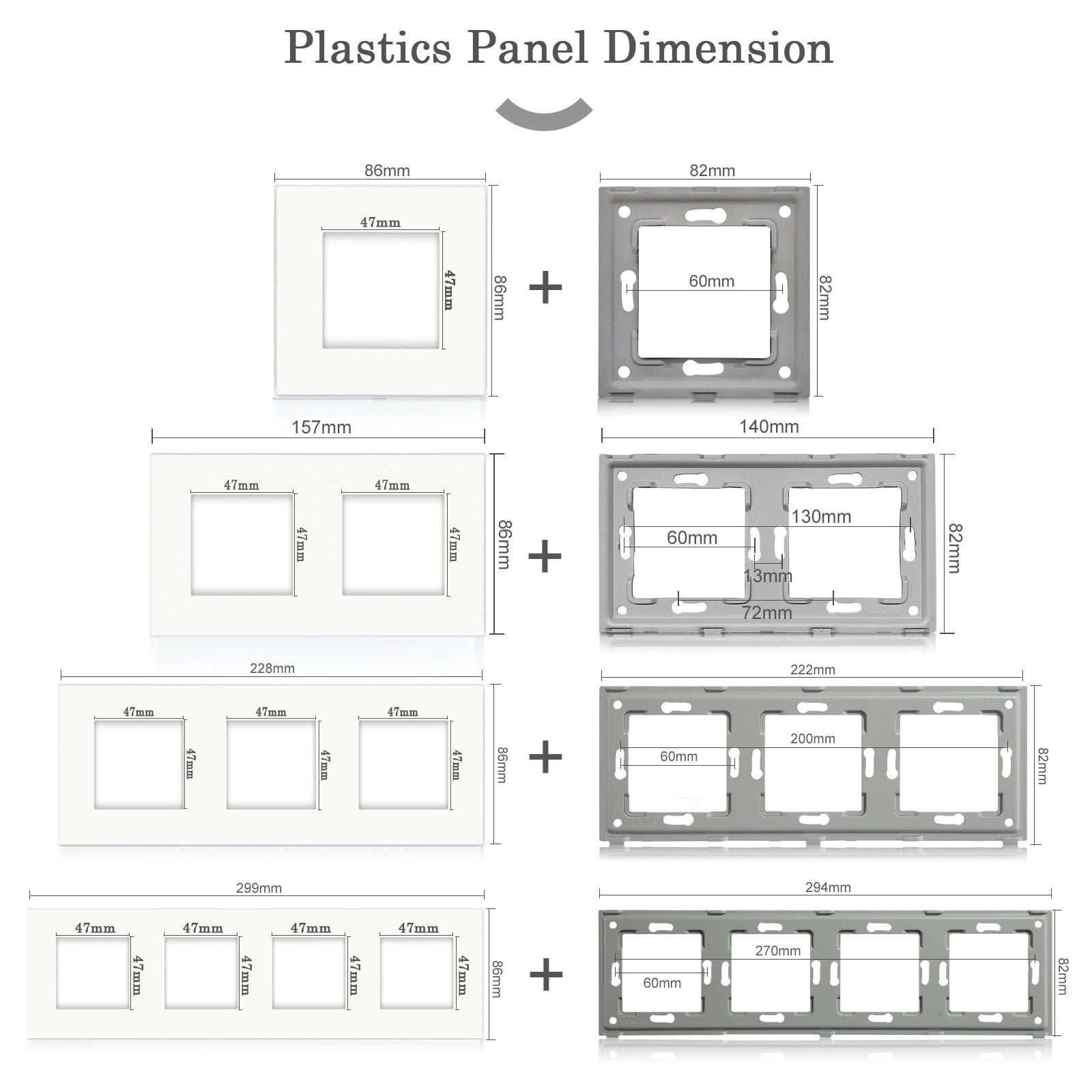 Bseed plastic frame socket 4 colors 1/2/3/4/5 slot DIY parts Wall Jacks & Braces Bseedswitch 