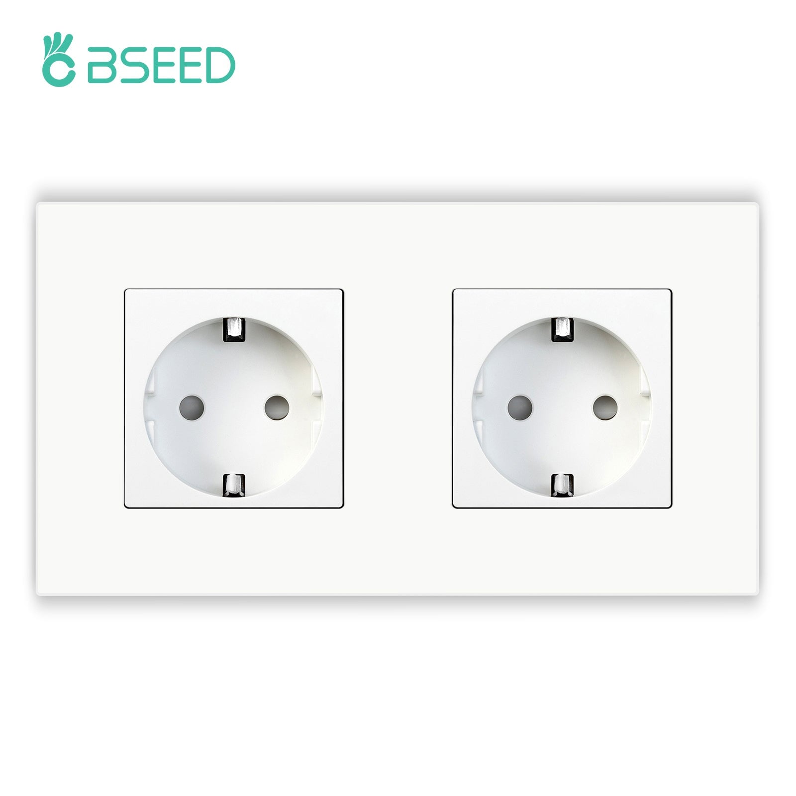 BSEED EU/FR/MF standard wall socket built-in plastic frame 16A Power Outlets & Sockets Bseedswitch White double socket EU