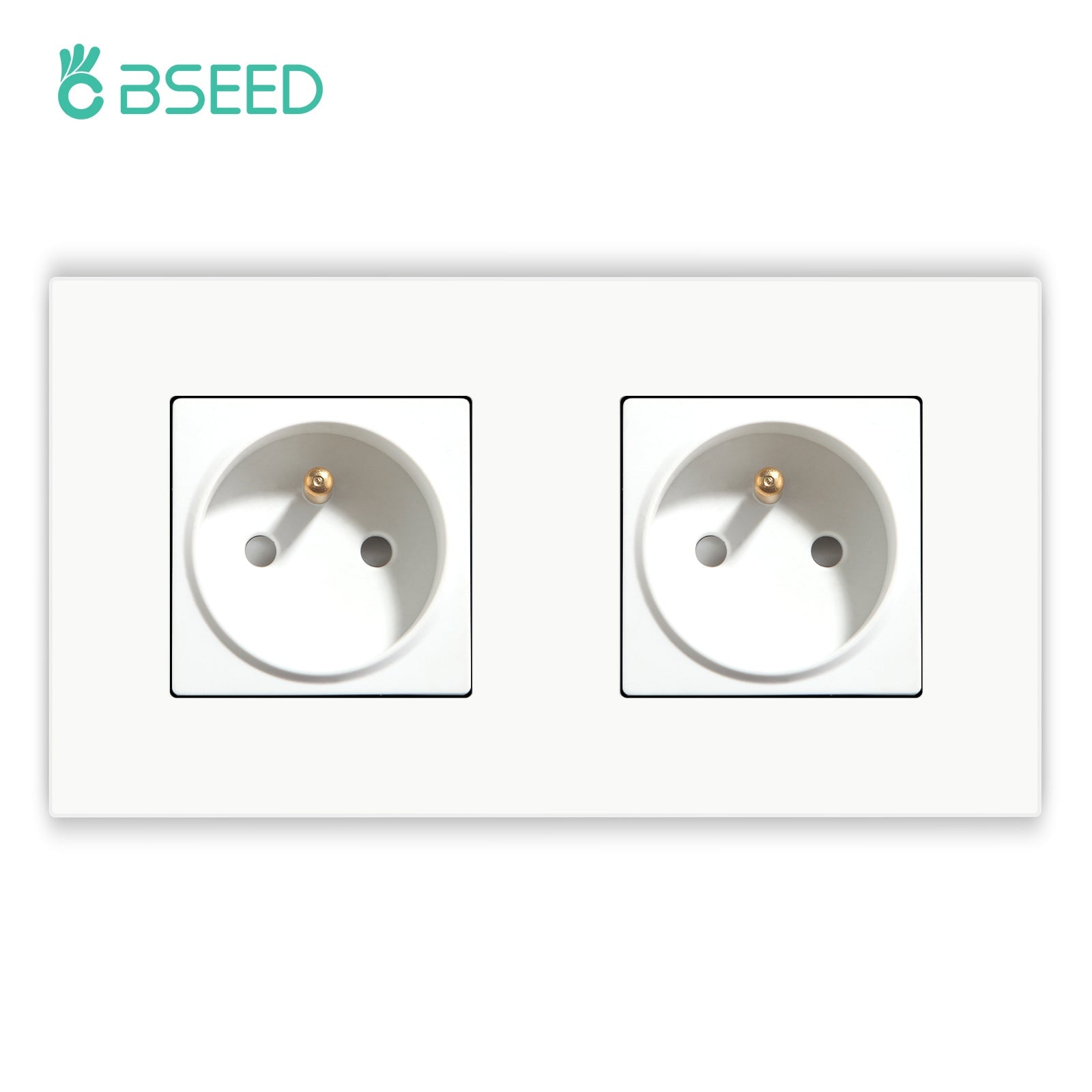 BSEED EU/FR/MF standard wall socket built-in plastic frame 16A Power Outlets & Sockets Bseedswitch White double socket FR