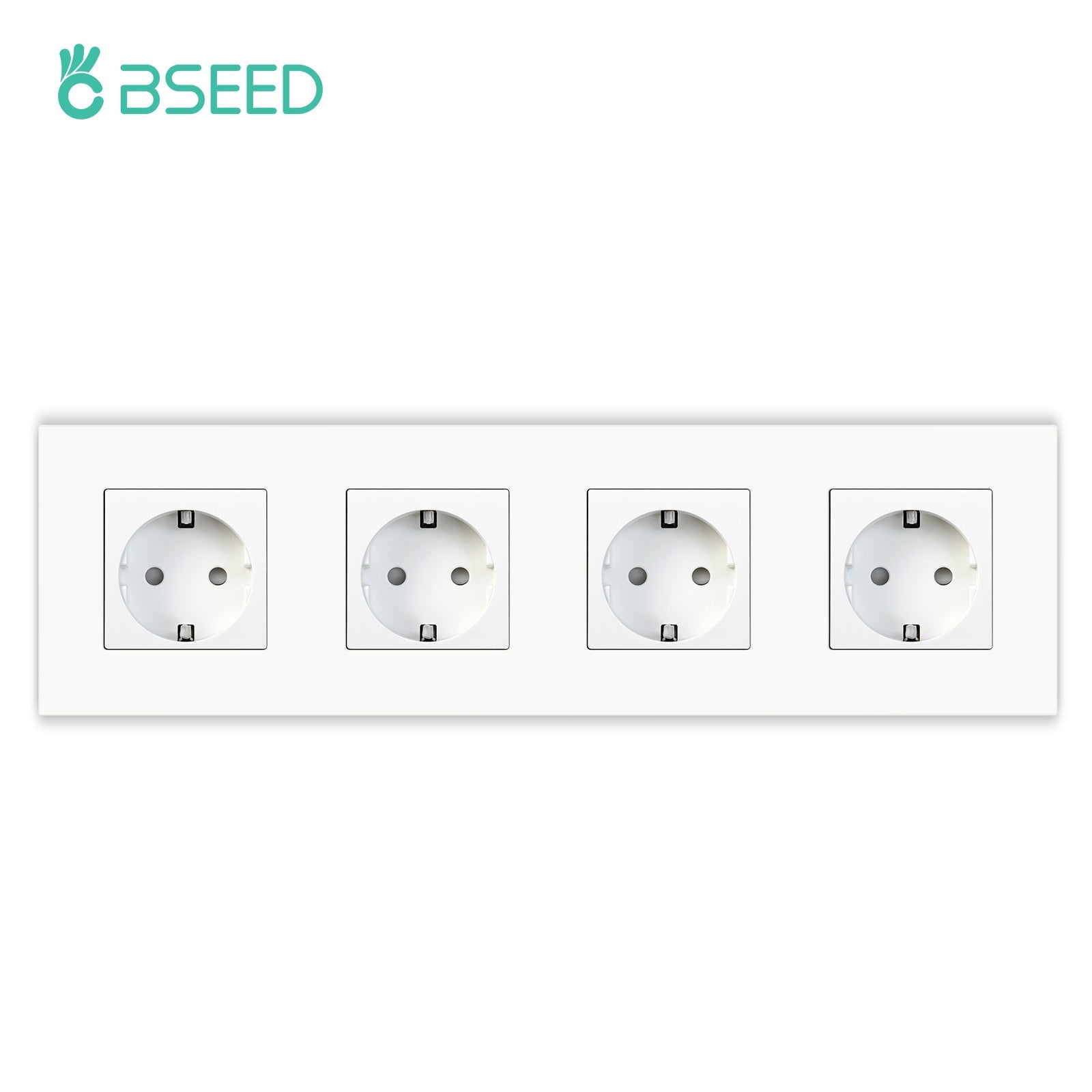 BSEED EU/FR/MF standard wall socket built-in plastic frame 16A Power Outlets & Sockets Bseedswitch White Quad Socket EU