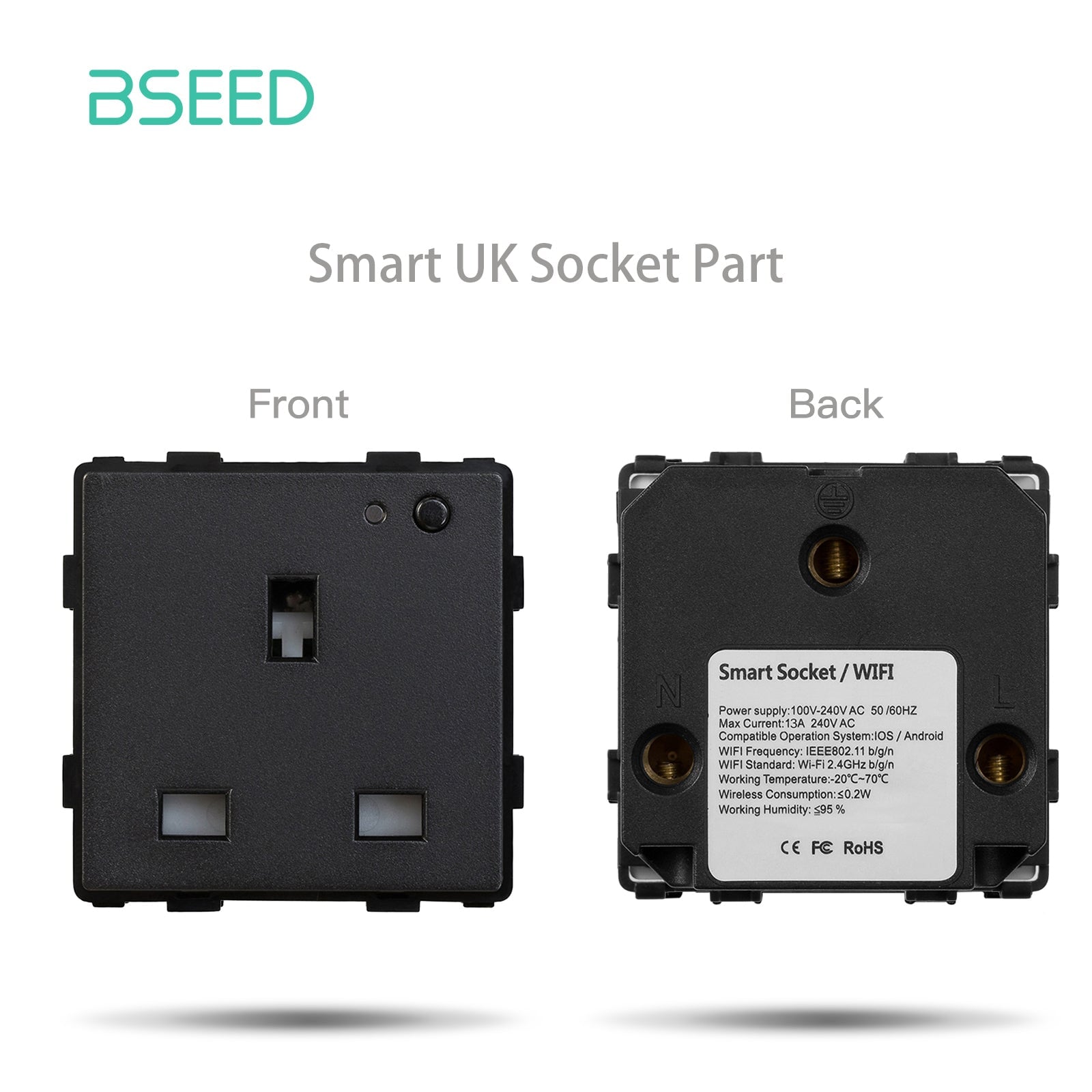 BSEED EU/FR/ UK/MF Standard Wall Socket Function Key Touch WiFi Zigbee type Power Outlets & Sockets Bseedswitch Black UK WiFi