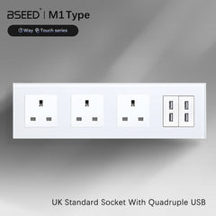 BSEED Triple UK Socket With USB Socket 299mm Power Outlets & Sockets Bseedswitch 