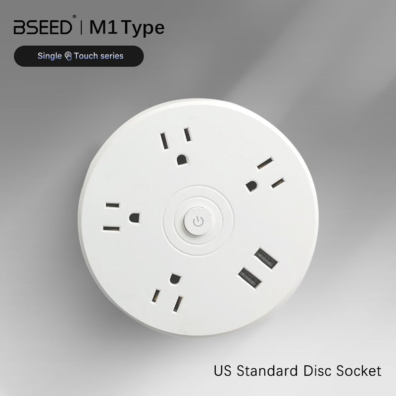 BSEED US Standard Disc Socket Quadruple Socket With USB White Color Power Outlets & Sockets Bseedswitch 