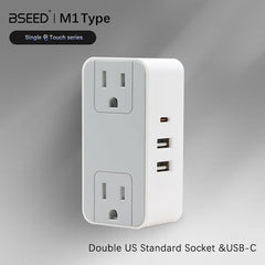 BSEED Dual Wall Socket Extender Dual USB Power Adapter Socket Type-C Phone Charing Port 5V 3A Power Outlets & Sockets Bseedswitch 