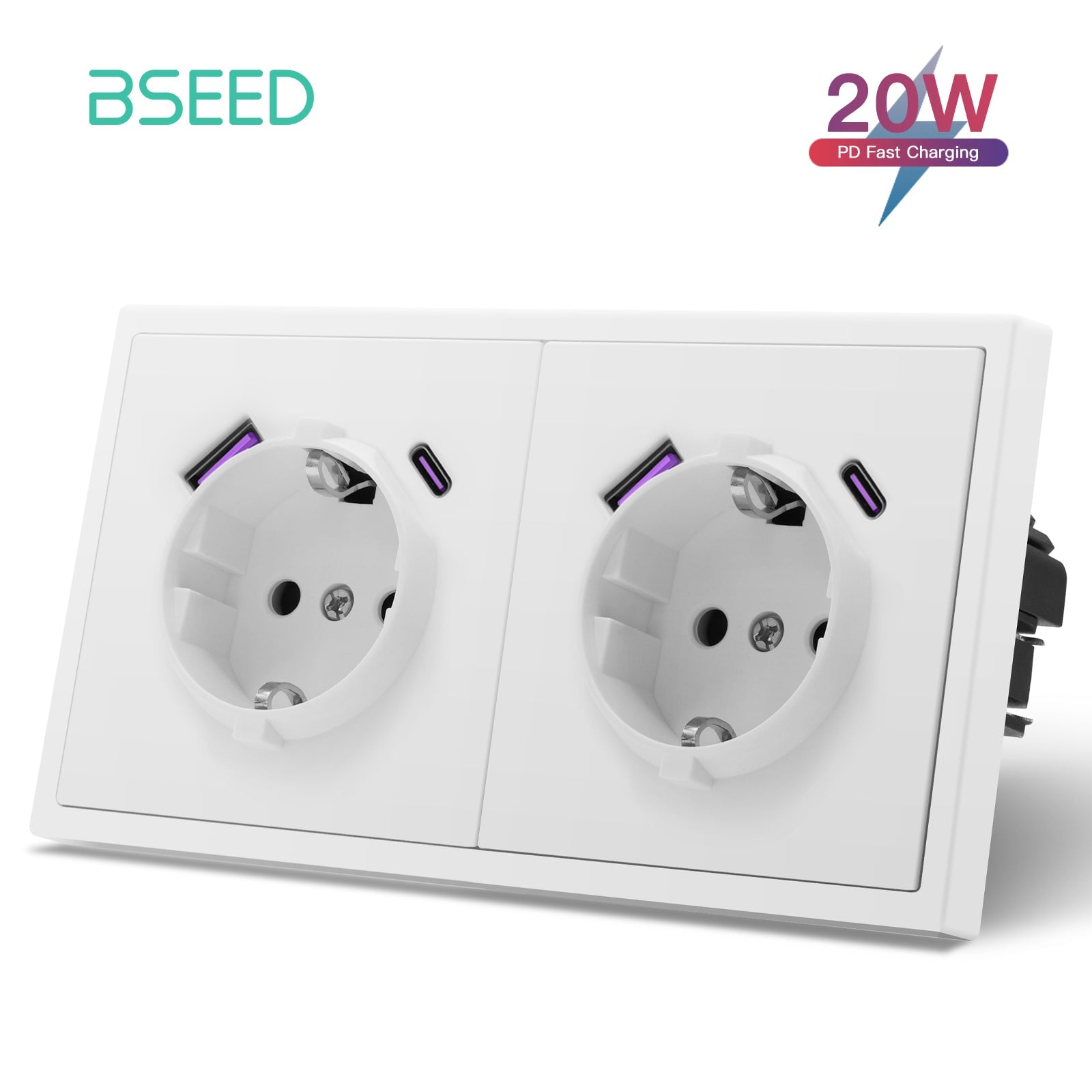 20W Eu Socket With USB&C With Clamping Technique Power Outlets & Sockets Bseedswitch 