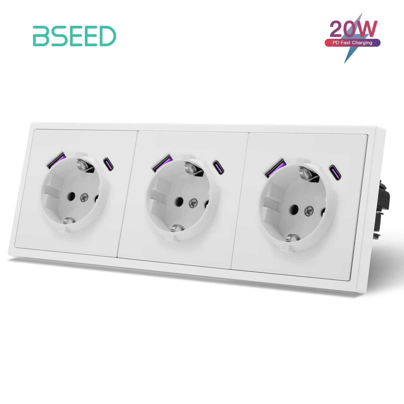 20W Eu Socket With USB&C With Clamping Technique Power Outlets & Sockets Bseedswitch 