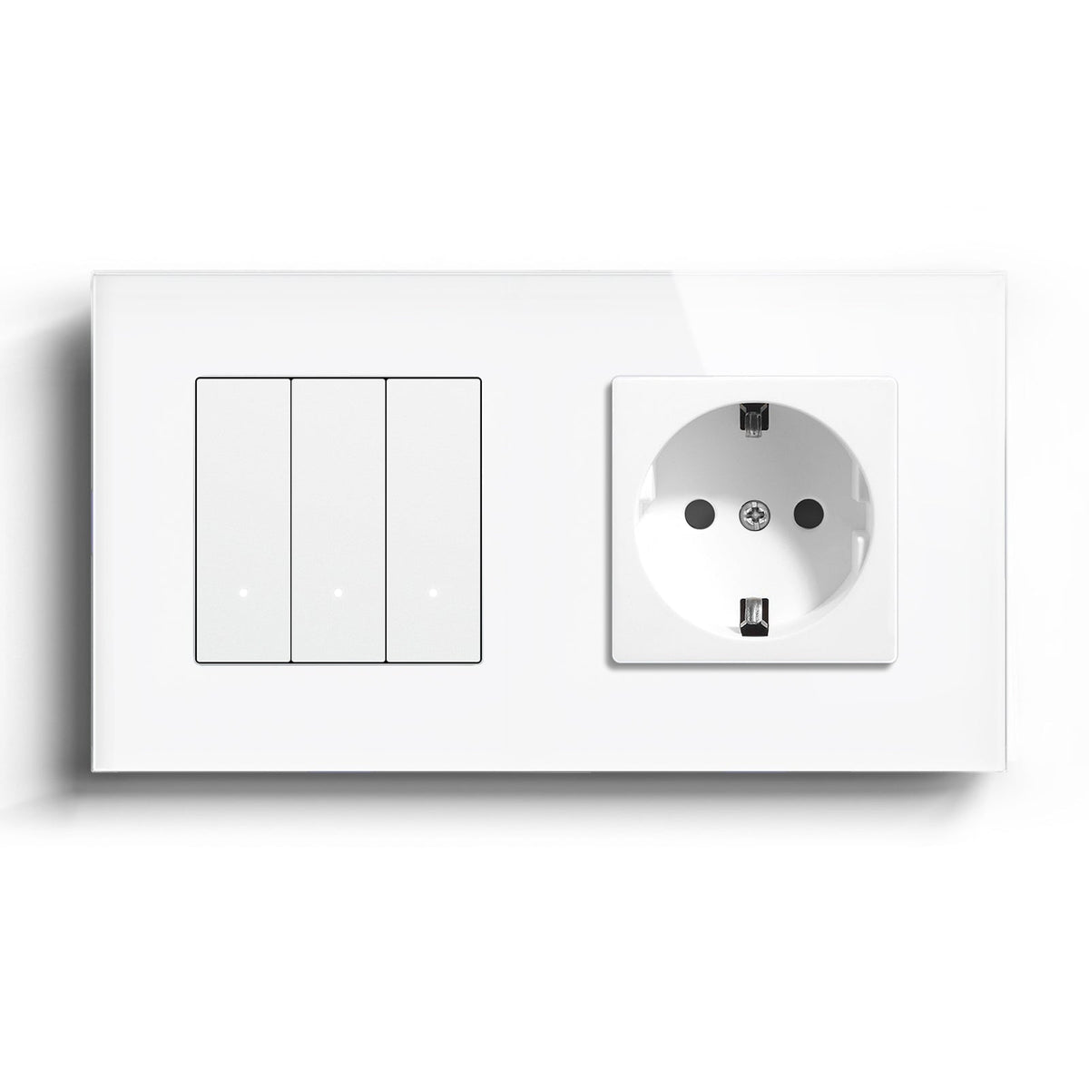 Echo Series Smart Wifi Switch With EU Single Socket 157mm Power Outlets & Sockets Bseedswitch White 3Gang 