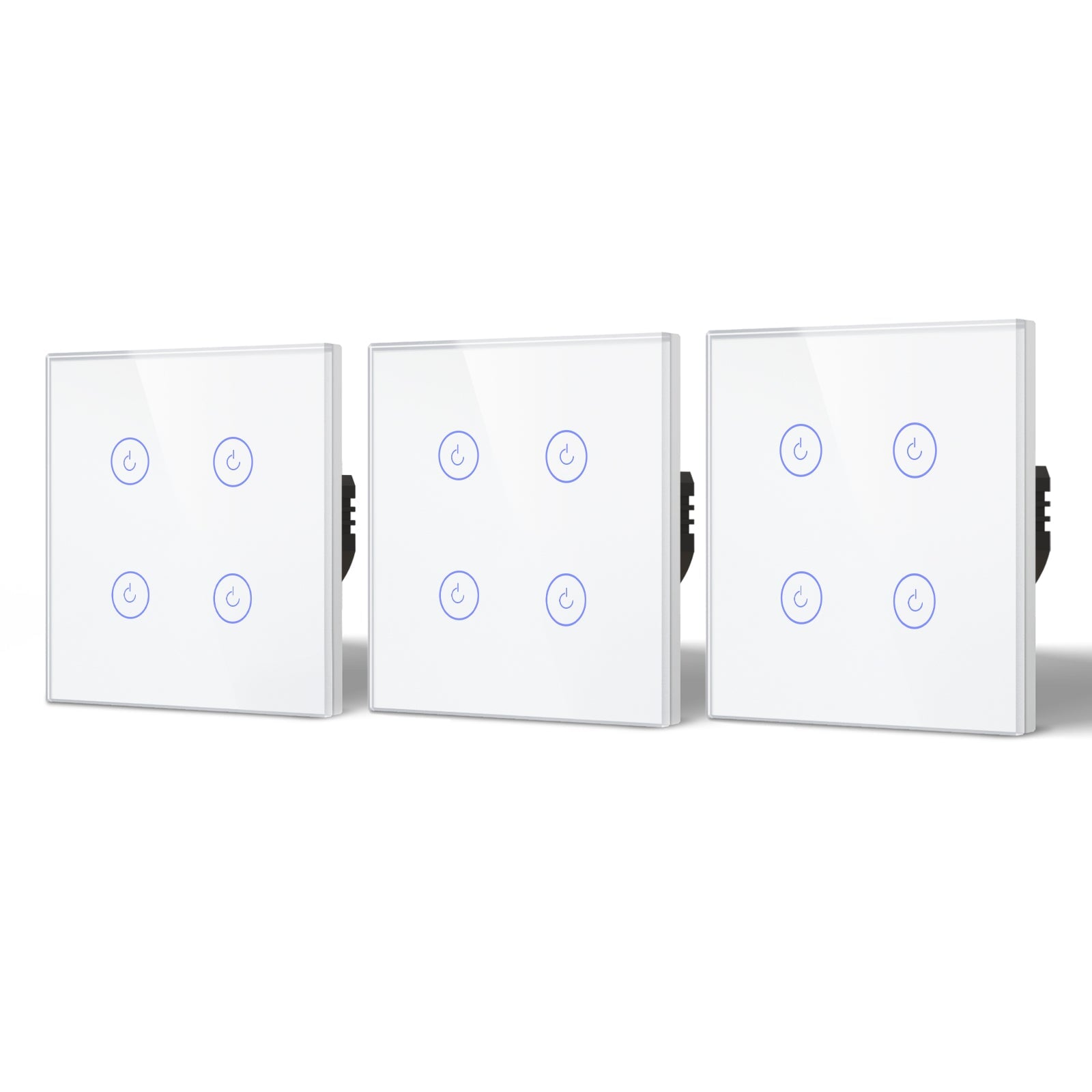 BSEED Wifi 4Gang 1/2/3 way Smart Switches Light Touch Switch Wireless Wifi Wall Switch Support Tuya Google Smart Life Light Switches Bseedswitch White 3Pcs/Pack 