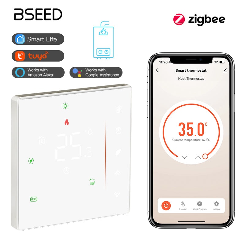 BSEED zigbee Touch LED integrated Screen Floor Heating Room Thermostat Controller Thermostats Bseedswitch White Boiler 