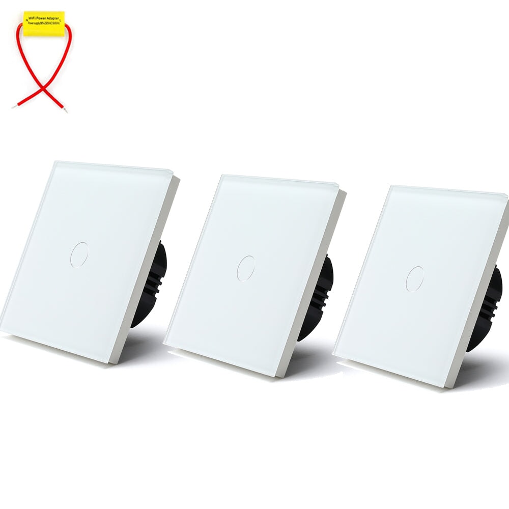 BSEED Single Line Wifi Light Switch 1/2/3 Gang 1/2/3 Way Smart Switch Wireless Wifi Switch Light Switches Bseedswitch White 1Gang 3PCS/pack