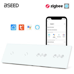 BSEED Double 1/2/3 Gang ZigBee Switch With ZigBee Double Roller Shutter Switch 299mm Light Switches Bseedswitch White 1Gang +1Gang+Double Shutter Switch 