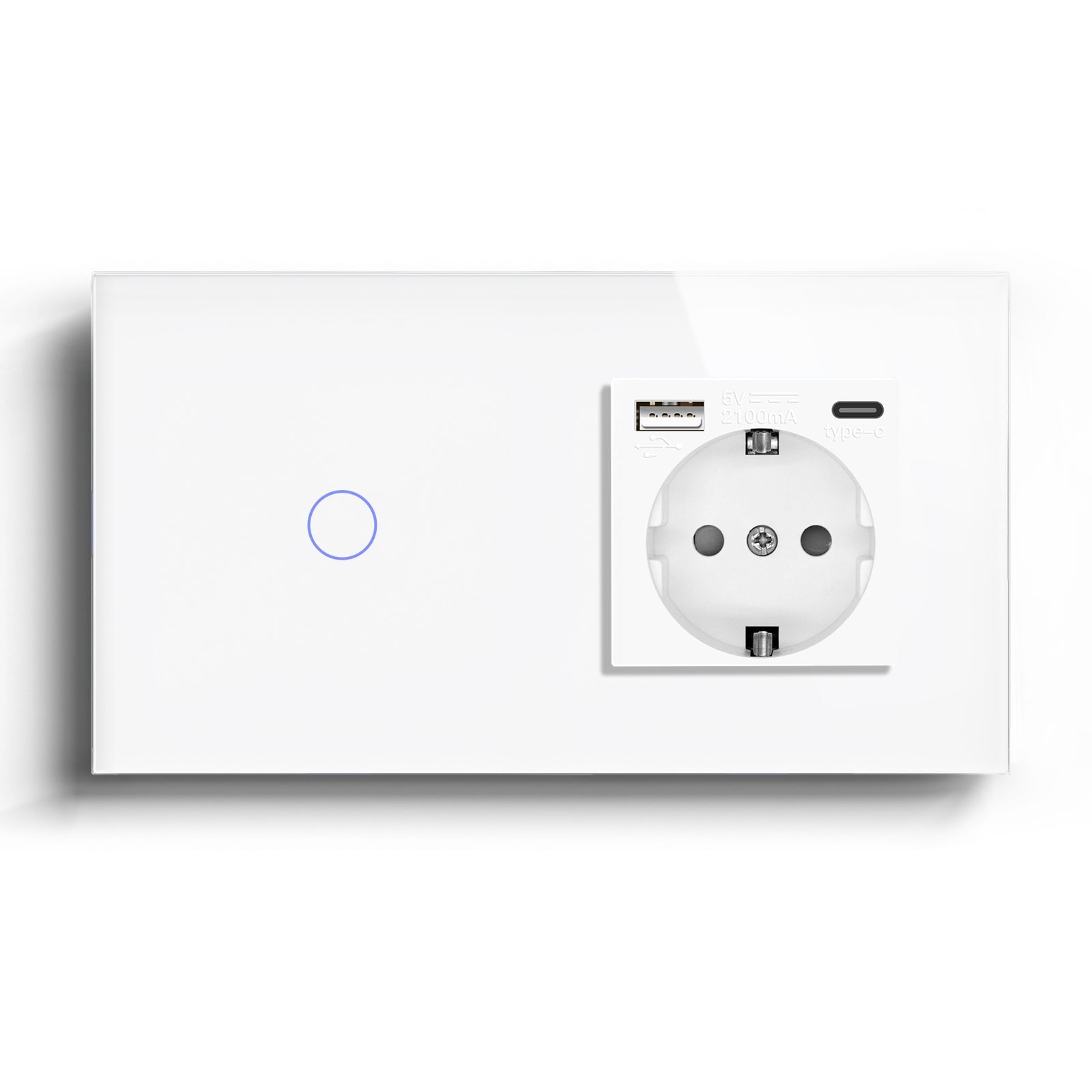 Bseed Zigbee 1/2/3 Light Switch 1/2/3 Way With EU Socket With USB and type-c Light Switches Bseedswitch White 1 Gang 