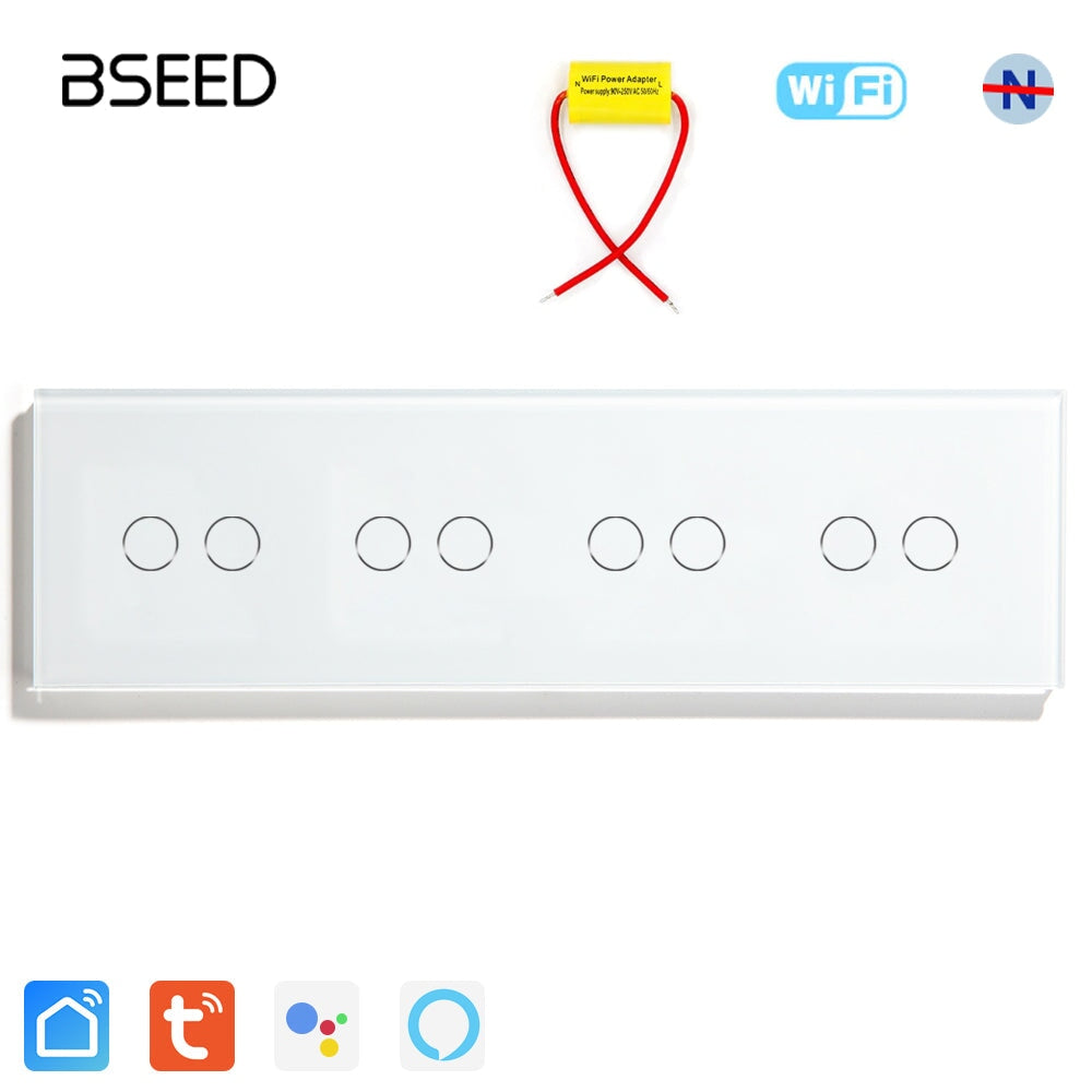 BSEED Single Line Wifi Light Switch Wireless Wifi Switch Light Switches Bseedswitch White 2gang 