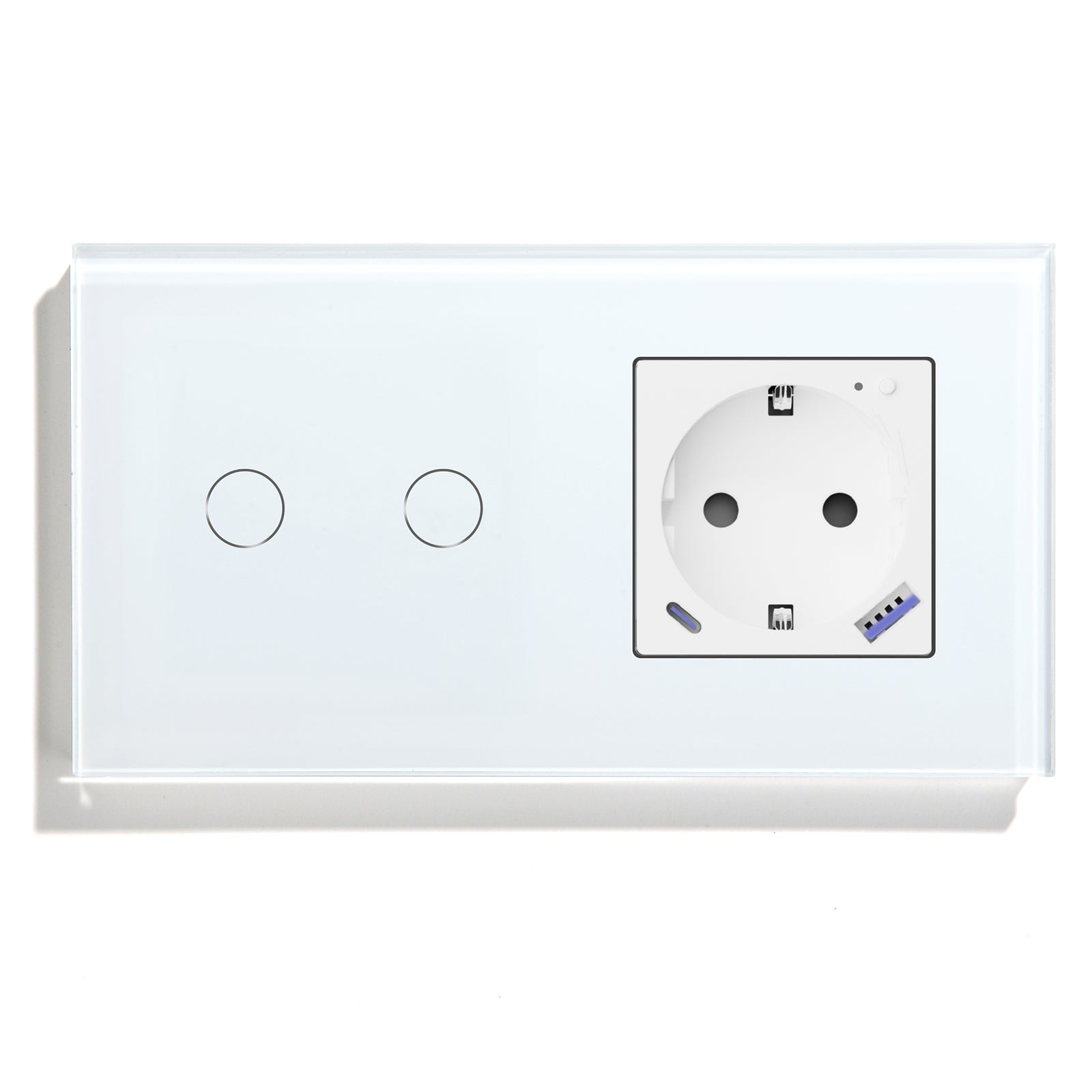 Wifi Switch With Wifi Eu Socket With 20W USB-C Power Outlets & Sockets Bseedswitch White 2Gang 