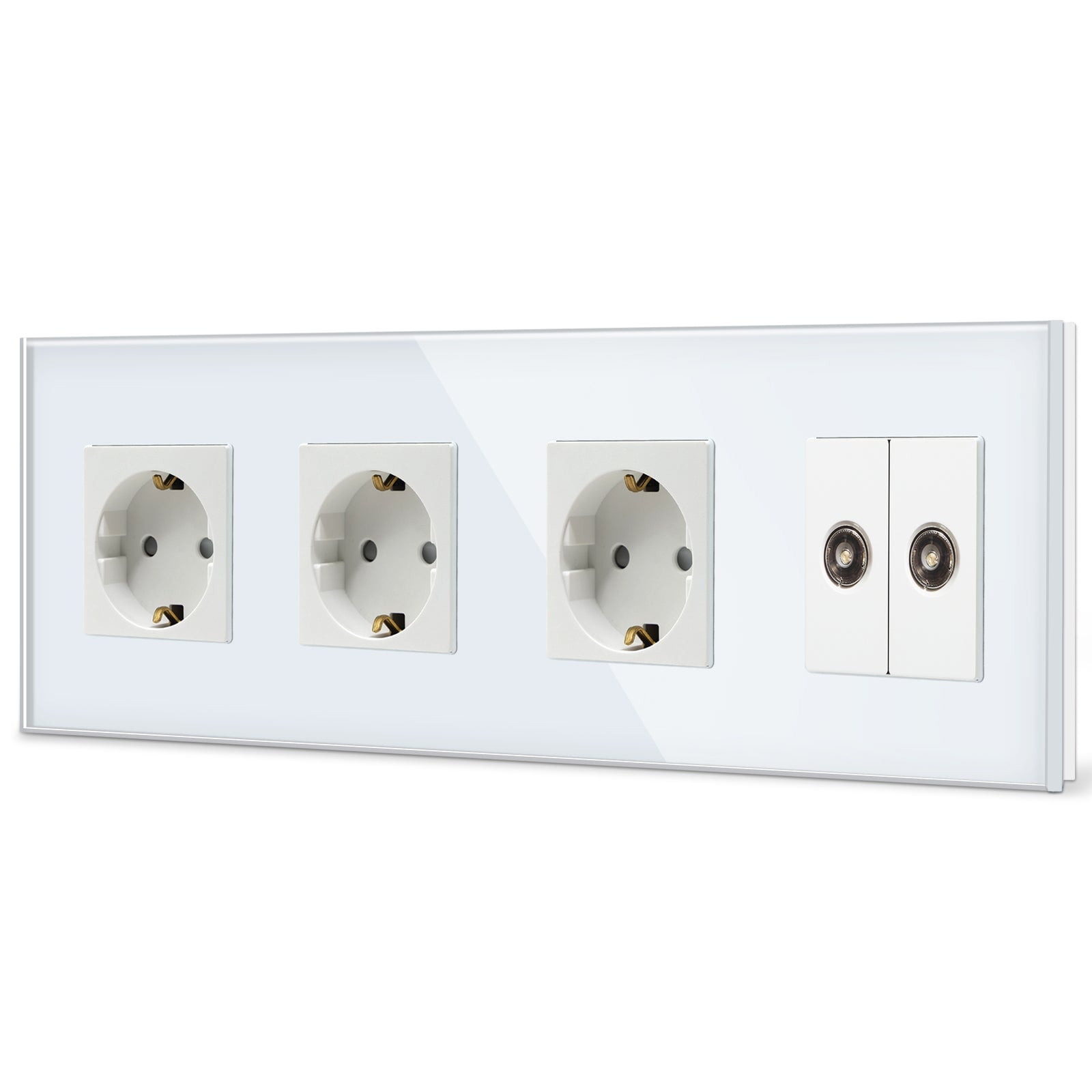 BSEED EU Standard Wall Socket With Double TV Socket Crystal Glass Panel Power Outlets & Sockets Bseedswitch 