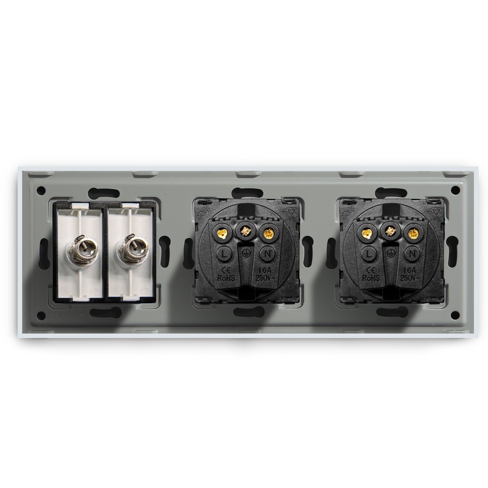 BSEED EU Standard Wall Socket With Double TV Socket Crystal Glass Panel Power Outlets & Sockets Bseedswitch 