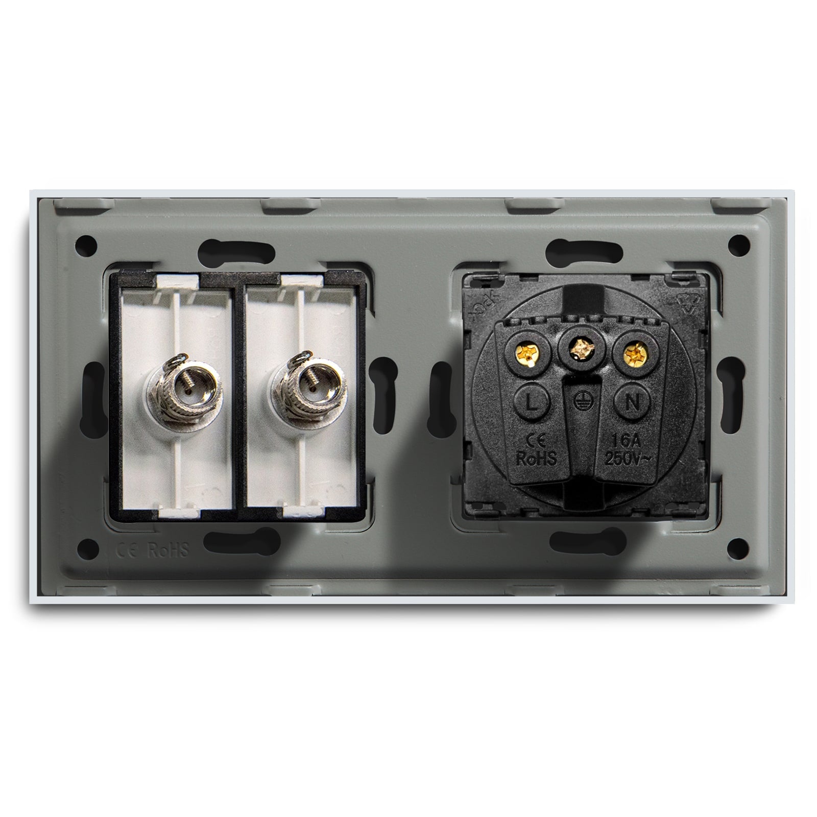 BSEED EU Standard Wall Socket With Double TV Socket Crystal Glass Panel Power Outlets & Sockets Bseedswitch 