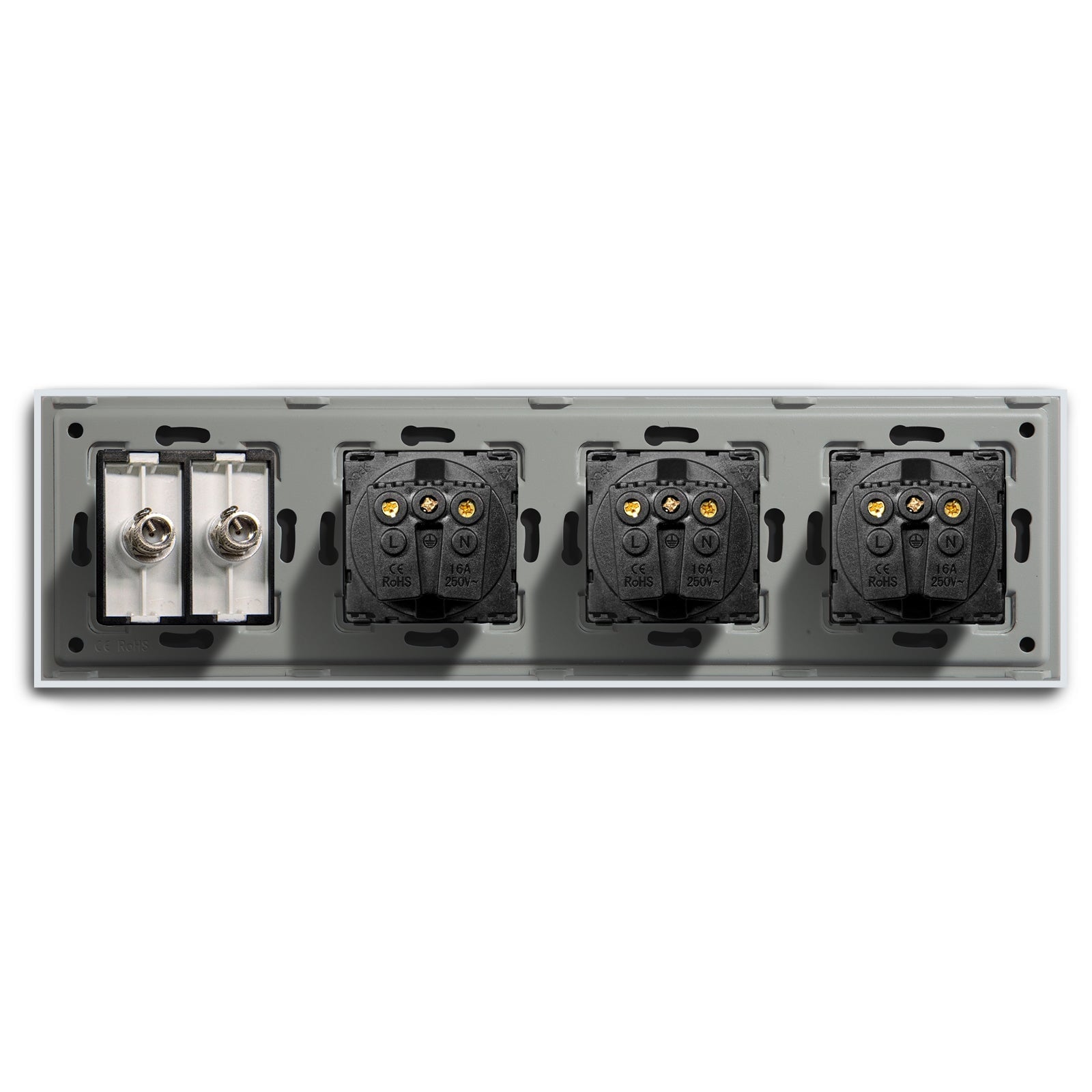 BSEED EU Standard Wall Socket With Double TV Socket Crystal Glass Panel Power Outlets & Sockets Bseedswitch 