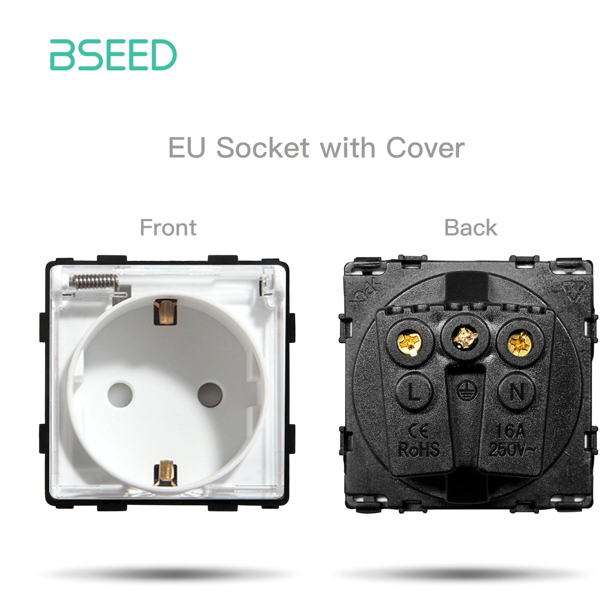 BSEED EU/FR standard Function Key Cover Socket DIY Parts Power Outlets & Sockets Bseedswitch WHITE EU 