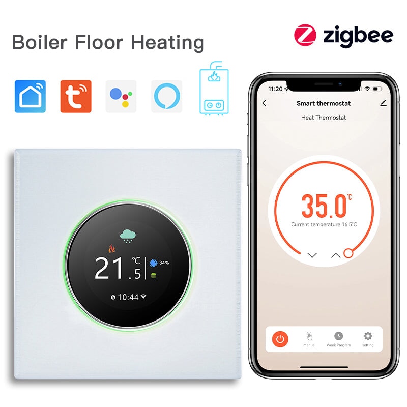 BSEED zigbee Floor Heating Room Thermostat Controller Rotary Button Thermostats Bseedswitch White Boiler 