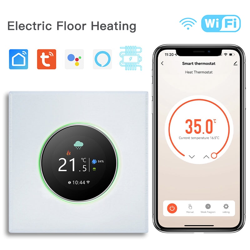 BSEED WiFi Floor Heating Room Thermostat Controller Rotary Button Thermostats Bseedswitch White Electric 