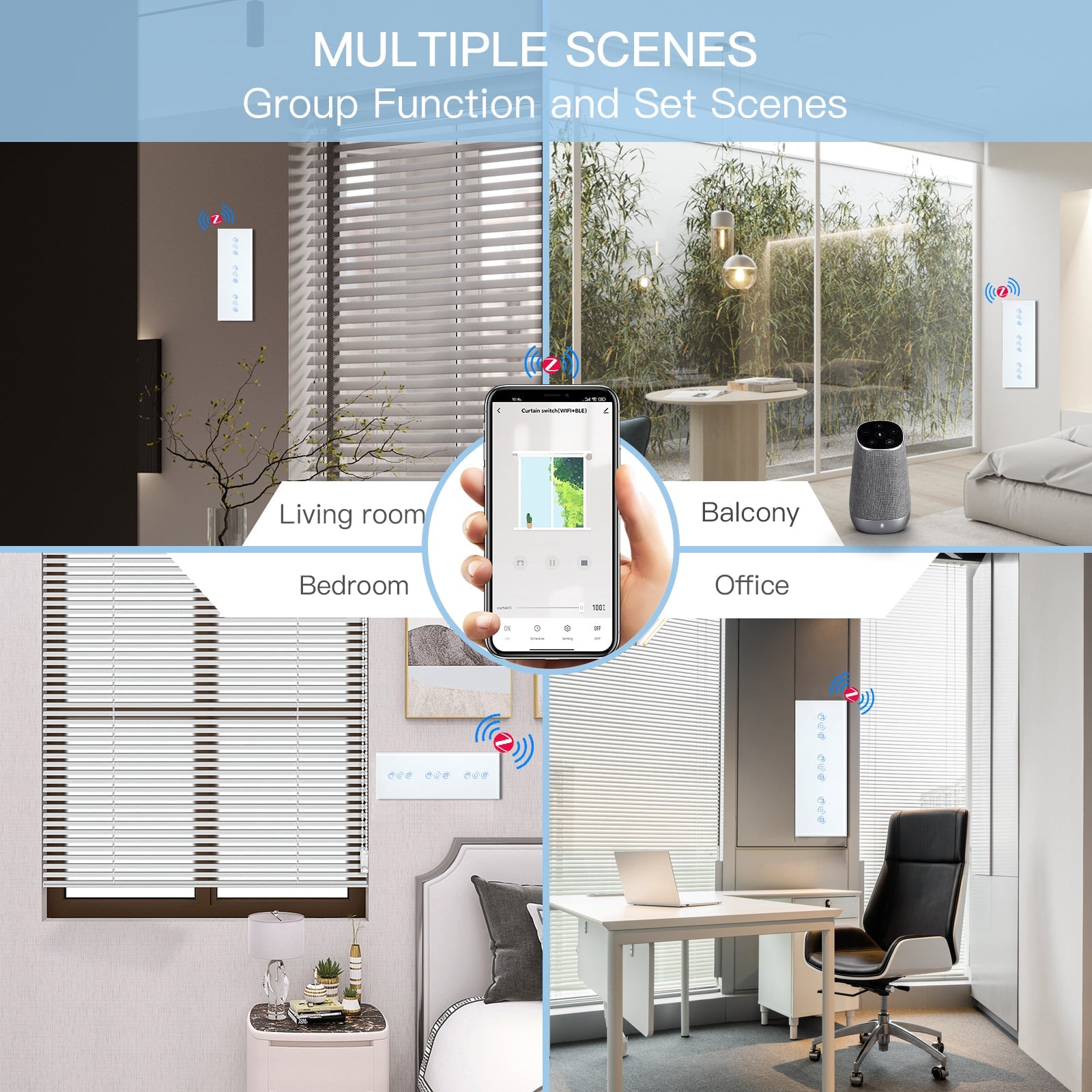 BSEED Zigbee triple Shutter Switch Smart Wall Touch Switch Shutters Bseedswitch 