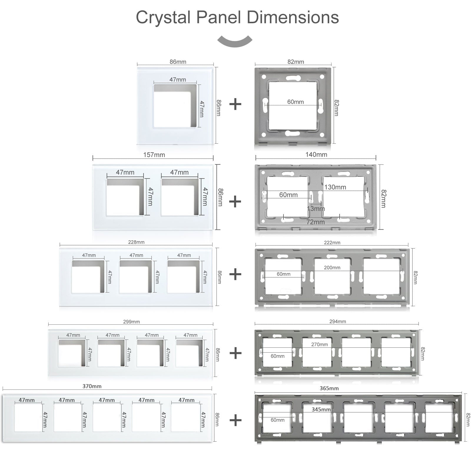 Bseed Crystal Glass Frames Socket Frame 4 Color 1/2/3/4/5 Slotes DIY Part Wall Jacks & Braces Bseedswitch 