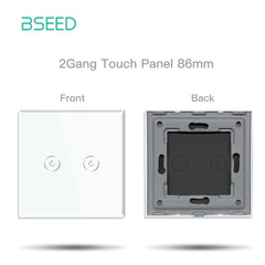 Bseed 86mm Glass Panel Switch DIY Part With Or Without Icon Bseedswitch White Wifi 2Gang Switch icon Panel 