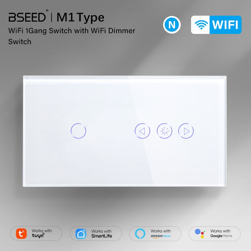 Bseed Smart Wifi Switch With Dimmer Switch Glass Panel 157mm Bseedswitch 