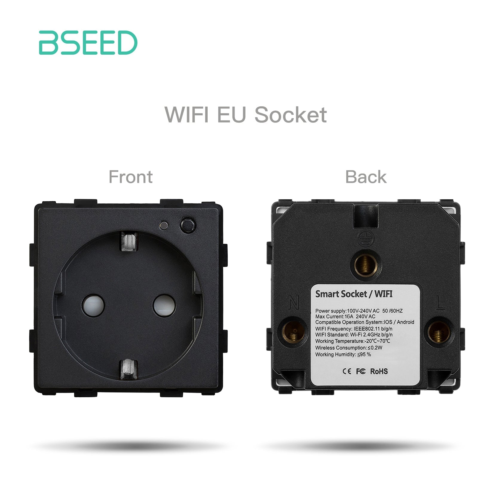 BSEED EU/FR/ UK/MF Standard Wall Socket Function Key Touch WiFi Zigbee type Power Outlets & Sockets Bseedswitch Black EU WiFi