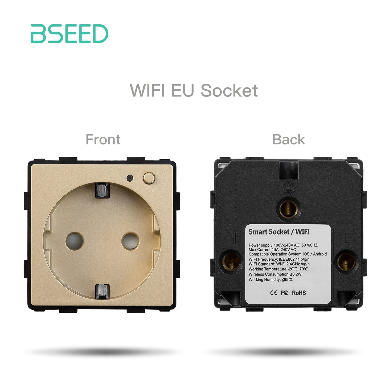 BSEED EU/FR/ UK/MF Standard Wall Socket Function Key Touch WiFi Zigbee type Power Outlets & Sockets Bseedswitch Gold EU WiFi