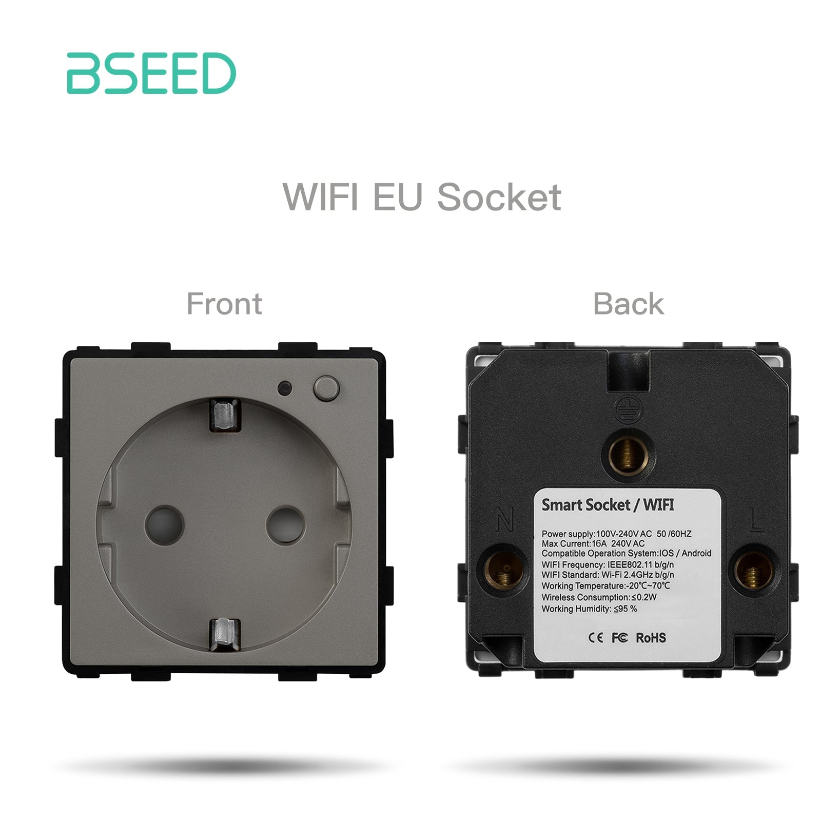 BSEED EU/FR/ UK/MF Standard Wall Socket Function Key Touch WiFi Zigbee type Power Outlets & Sockets Bseedswitch Grey EU WiFi