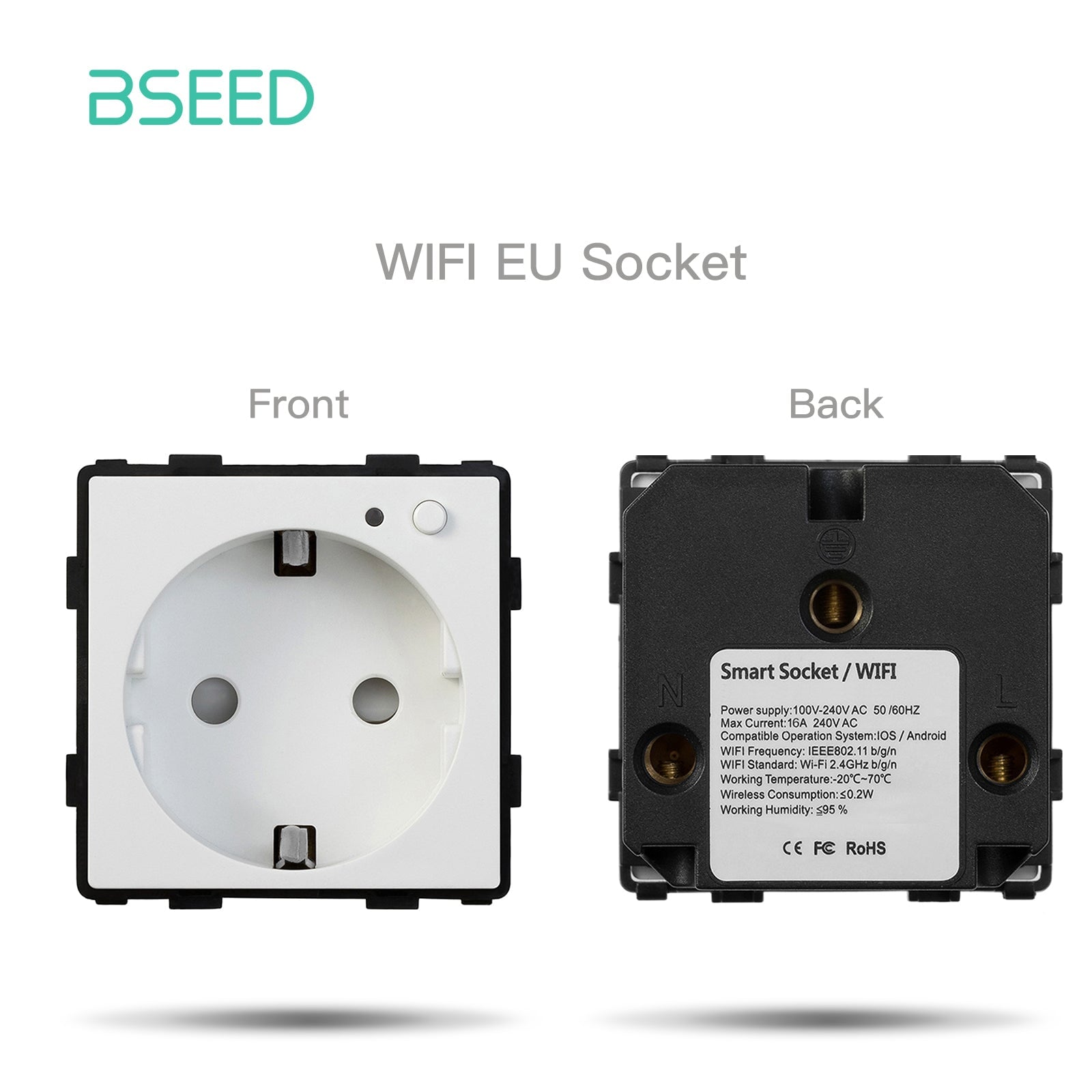 BSEED EU/FR/ UK/MF Standard Wall Socket Function Key Touch WiFi Zigbee type Power Outlets & Sockets Bseedswitch White EU WiFi