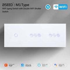 BSEED 1/2/3 Gang WiFi Switch With Double Roller Shutter Switch 228mm Light Switches Bseedswitch 