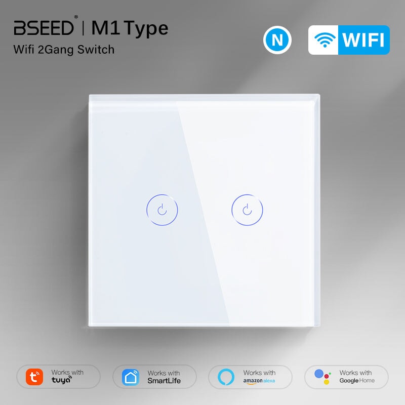 Bseed Smart Wifi Touch Switch 2 Gang 1/2/3 Way 1/2/3 Pcs/Pack Wall Plates & Covers Bseedswitch 