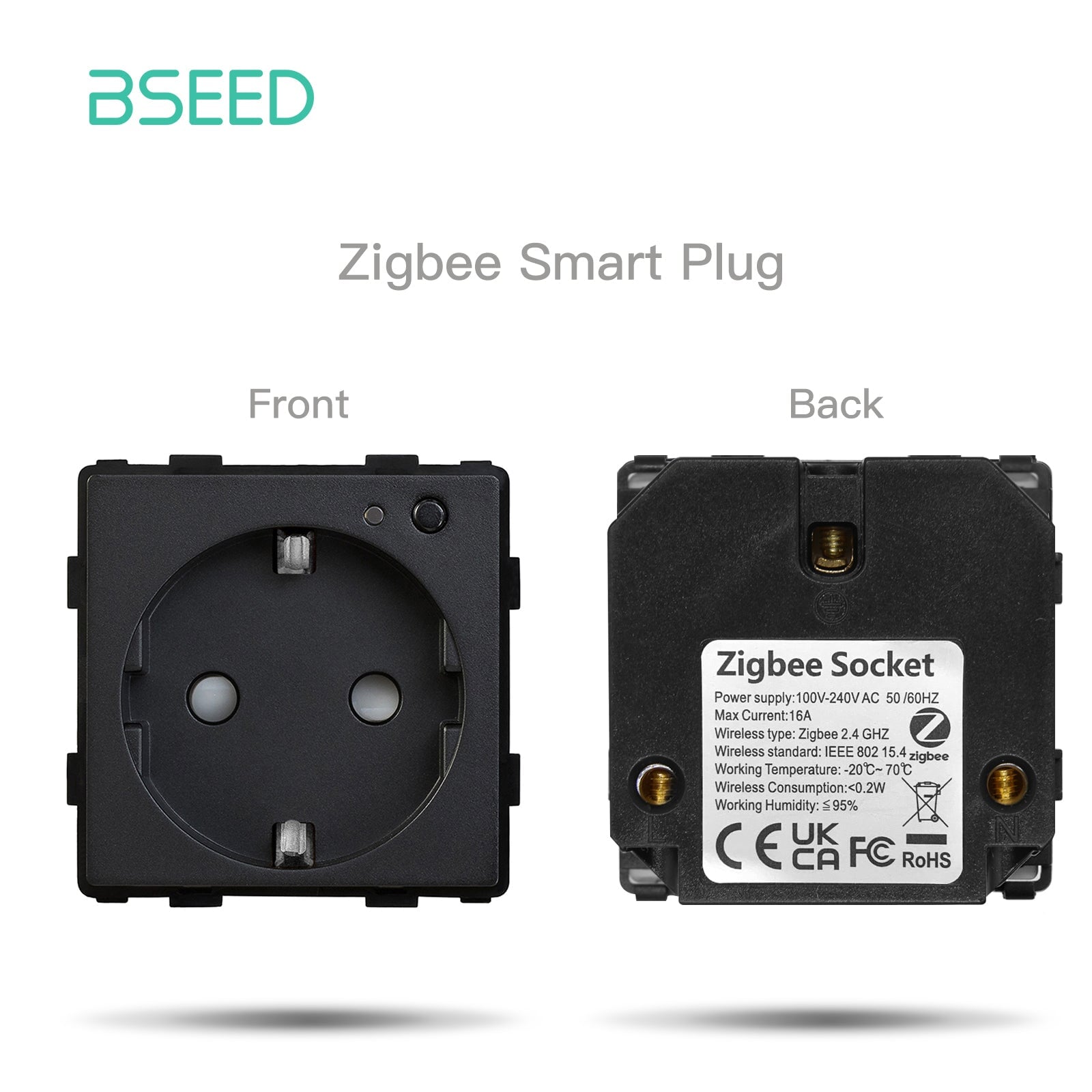 BSEED EU/FR/ UK/MF Standard Wall Socket Function Key Touch WiFi Zigbee type Power Outlets & Sockets Bseedswitch Black EU ZigBee