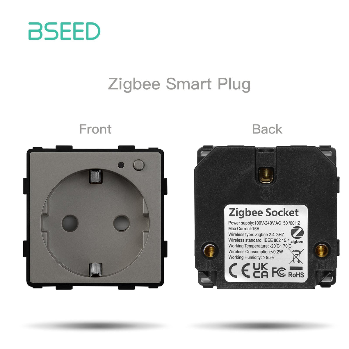 BSEED EU/FR/ UK/MF Standard Wall Socket Function Key Touch WiFi Zigbee type Power Outlets & Sockets Bseedswitch Grey EU ZigBee