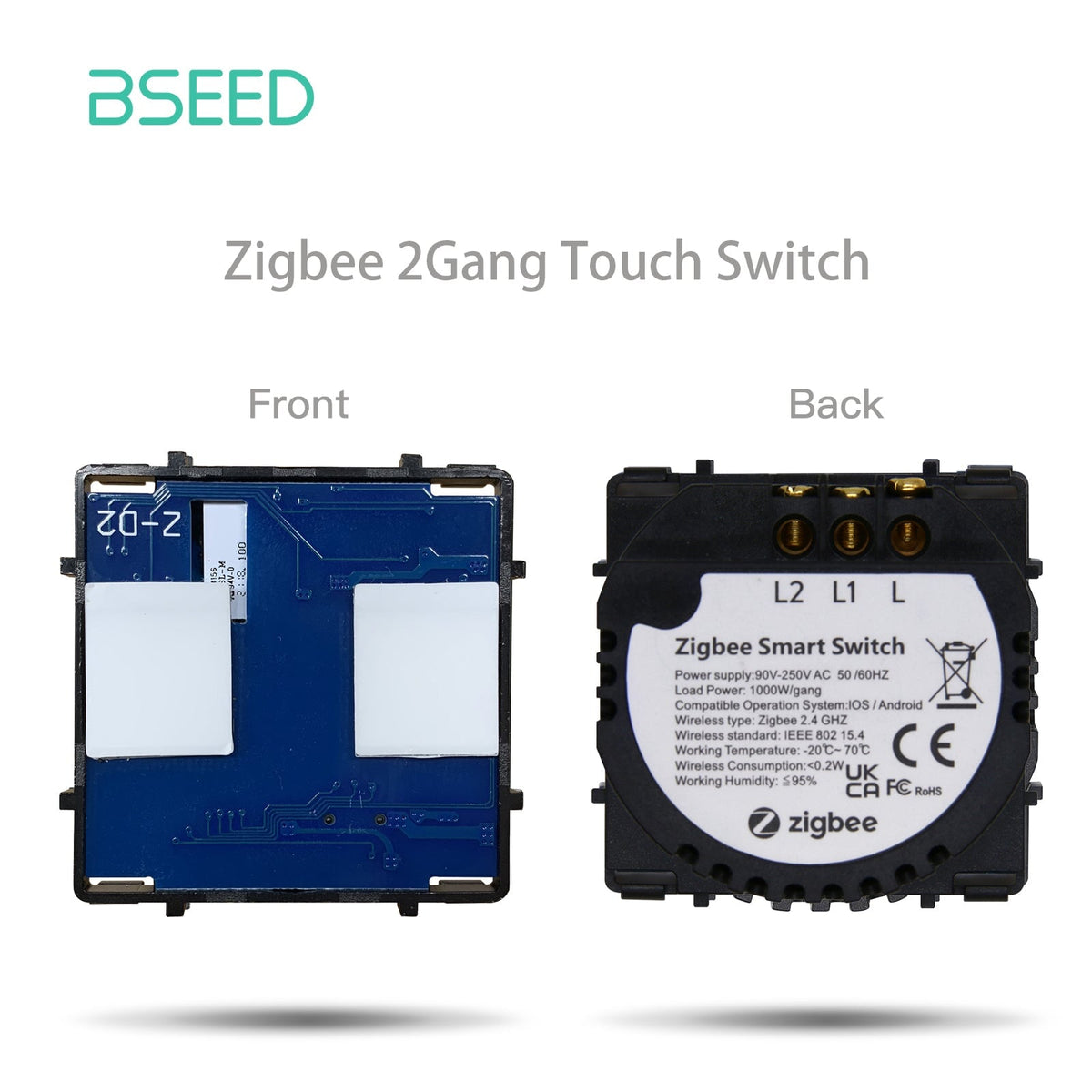 Bseed Live Line Only ZigBee Wifi Light Switch 1/2/3 Way Function Key DIY Parts Light Switches Bseedswitch 2 Gang ZigBee 