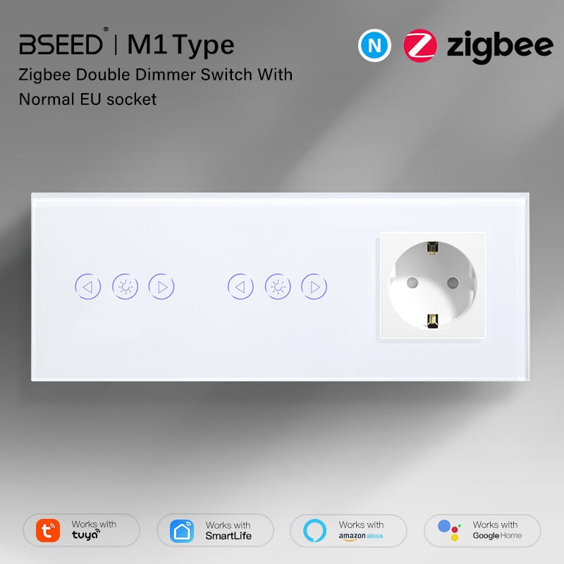 Bseed Double Zigbee Dimmer Switches With EU Standard Not Smart Wall Sockets Light Switches Bseedswitch 