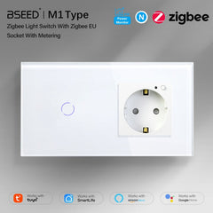 Bseed Zigbee Light Switch 1/2/3 Way With Zigbee Socket with Metering Light Switches Bseedswitch 