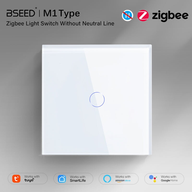 BSEED Zigbee Single Live Line Switch 1/2/3 Gang 1/2/3 Way Wall Smart Light Switch Single Live Line 1/2/3 pack Light Switches Bseedswitch 