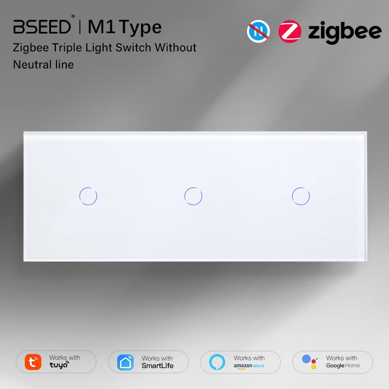 BSEED Triple Zigbee Switch 1/2/3 Gang 1/2/3 Way Light Switches Bseedswitch 