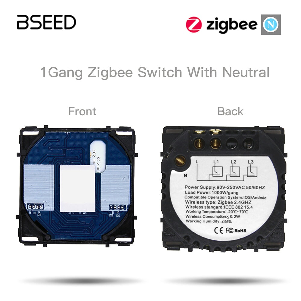 Bseed ZigBee Wifi Light Switch 1/2/3 Way Function Key DIY Parts Light Switches Bseedswitch 1 Gang ZigBee 