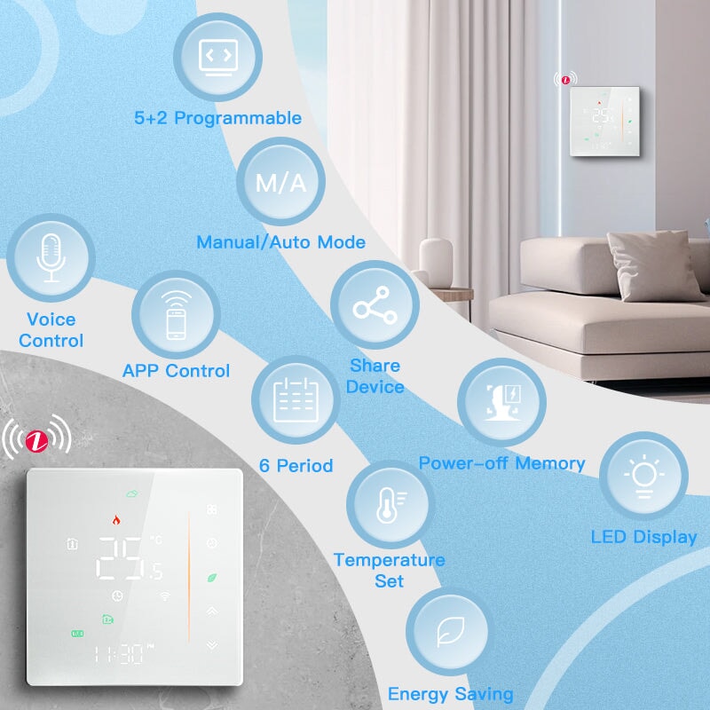 BSEED zigbee Touch LED integrated Screen Floor Heating Room Thermostat Controller Thermostats Bseedswitch 